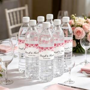 Personalized Water Bottle Wrap Labels, Custom Name & Date Label Stickers for Wedding Reception, Engagement, Anniversary, Party - Product Image 1