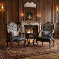 Fauteuil individuel style américain Tiger, en tissu, fauteuil de direction, fauteuil de loisirs en bois massif, fauteuil de bureau