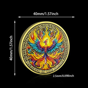 <span class=keywords><strong>Medalla</strong></span> de Zinc Reborn Phoenix Flame, 45mm, fundición que inspira serenidad, <span class=keywords><strong>valor</strong></span>, moneda de recuperación, alivio de Metal caliente transfronterizo para fiestas - Product Image 2