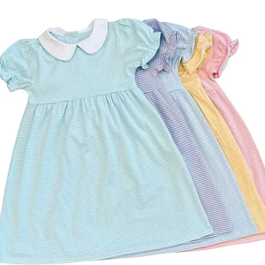 <span class=keywords><strong>Abiti</strong></span> da bambina ricamati <span class=keywords><strong>per</strong></span> il primo giorno di scuola, con colletto a Peter Pan, maniche a sbuffo, applicazione a mela, abito a righe rosa <span class=keywords><strong>per</strong></span> bambina - Product Image 4