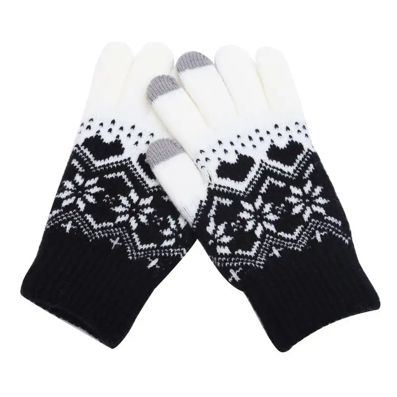 Youki 2020 Winter Magic Gloves Jacquard Touch Screen Women Men Warm Stretch Knitted Wool Mittens Gloves
