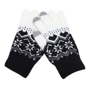 Youki 2020冬季魔术手套提花触摸屏女士男士保暖弹力针织羊毛手套手套