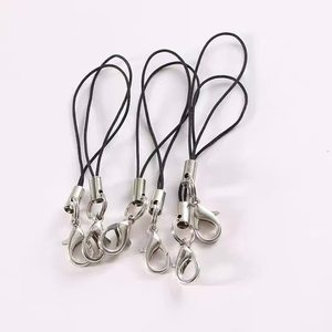 Phone Lanyard Nylon <b>Rope</b> Alloy Lobster Clasp Black White Handmade Accessory For Mobile Phone Keychain Hanging Straps - Product Image 1