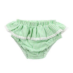 Boutique bebé recién nacido bragas Casual Seersucker algodón bebé <span class=keywords><strong>volantes</strong></span> bombachos <span class=keywords><strong>con</strong></span> encaje ajuste para OED ODM - Product Image 1