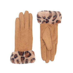 Gray Leopard Faux Fur Cuff <b>Gloves</b> Multiple Colors Available Winter <b>Warm</b> Touch Screen Outdoor Daily <b>Gloves</b> - Product Image 4