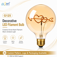 Vente flash - Ampoule à filament LED G125 LOVE HOME avec logo personnalisé, E26 E27 2W 4W, globe lumineux décoratif pour Noël, cadeau de fête, OEM