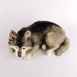 Peluches de imitación de tamaño real para decoración del hogar, animales peludos, decoración de Navidad, mascotas, gris, marrón - Product Image 3