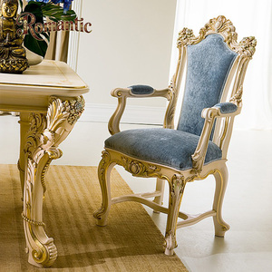 Ensemble de meubles de salle à manger de style villa classique européenne, bois massif, sculpture artisanale, table à manger extensible, 6 chaises, Esstisch luxueux - Product Image 4