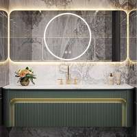Meuble-lavabo mural de salle de bain moderne de luxe sur mesure avec vasque en céramique intégrée et armoire miroir LED