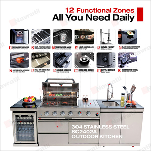 Parrilla de barbacoa de Gas de dimensión fija de alta calidad, armario de cocina de acero inoxidable <span class=keywords><strong>para</strong></span> exteriores, uso en el jardín a prueba de lluvia - Product Image 2