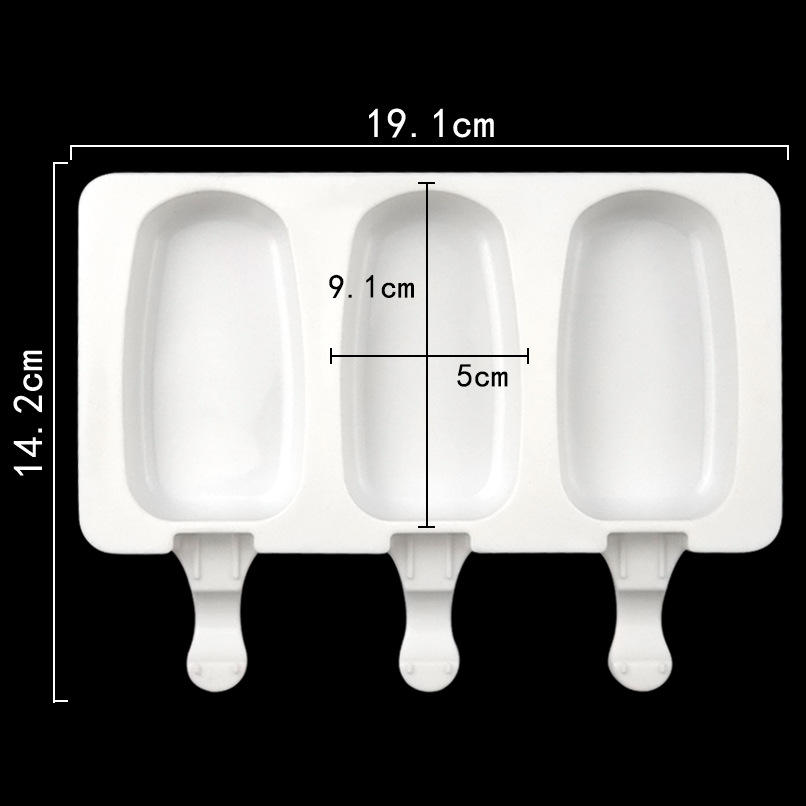 White 3 cavities ice mold