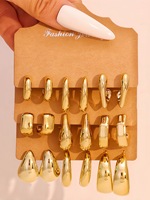 HL Wholesale Gold C-shaped Resin Personalized Fashion C-shaped Water Drop Earrings 3-Piece Set
