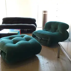 Sofá individual de terciopelo, silla de diseño italiano de moda para sala de estar, muebles de diseño para el hogar, sofá de un solo asiento con otomana, nuevo