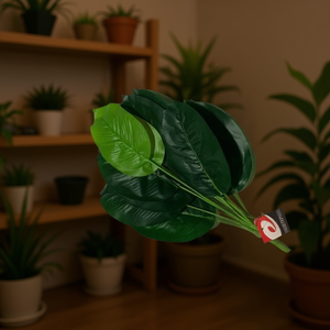 MNJ Artificial Elephant Ear Leaves 12-Head Green Double Color Plant Decor for Home Garden - Product Image 2