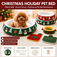 Coussin rond de Noël pour animaux de compagnie (chats et chiens) – Épais, chaud, conserve sa forme, doux et respectueux de la peau – Lit donut pour chat et chien