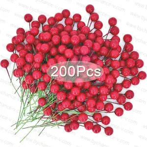 Christmas wreath supplies artificial red holly fruit single branch for Xmas floral arrangement decoration DIY accessories