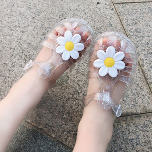 Nouvelles sandales d'été pour filles, sandales à bout ouvert à fleurs avec un nœud et des chaussures en jelly - Product Image 1