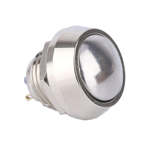 Waterpoof kim loại đồng thau niken nhôm 12mm Nút chuyển đổi vòm đầu không thấm nước IP65 cho chuông cửa điện cho xe hơi - Product Image 1