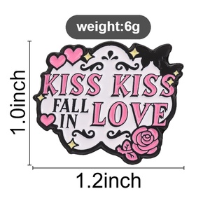 Broche émaillée à motif floral romantique avec texte, design unique, pour vêtements et sacs, badge décoratif - Product Image 6