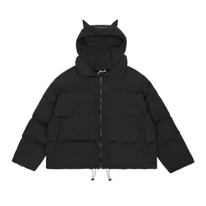 Factory Made Custom Devil Horn Skull Streetwear Padded Puffer Jacket Winter Warm Down Coat