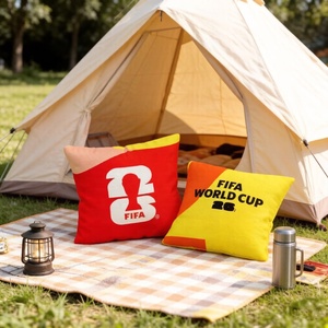 Coussin carré Coupe du Monde <span class=keywords><strong>FIFA</strong></span> 2026, bicolore rouge et jaune, simple face, pour camping en extérieur, pique-nique, zone des supporters - Product Image 4