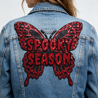 Patch thermocollant grand format en chenille brodée, personnalisé, motif nœud, crâne et personnage de film d'horreur, éco-responsable, pour la mode d'Halloween