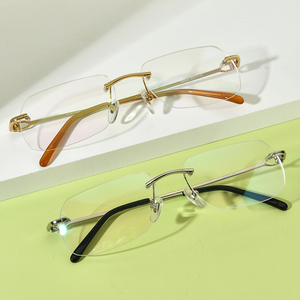 <span class=keywords><strong>Monture</strong></span> de Lunettes Sans <span class=keywords><strong>Monture</strong></span> Borregls en Alliage, Nouveau Design de Marque, Lunettes Carrées <span class=keywords><strong>Homme</strong></span> Femme, Optique Sans Cadre 150253 - Product Image 2