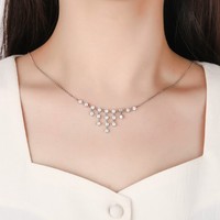 Collar de borla con forma de cascada de moissanita para mujer, joyería fina de Plata de Ley 925 con diseño único de gota brillante
