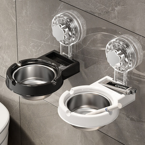 Cendrier mural en acier inoxydable, design minimaliste rond, pour la maison, la salle de bain, les toilettes, aucun perçage requis - Product Image 2