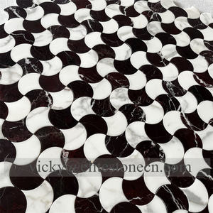 カラーラ白色大理石モザイク24X24ストーンタイル工場セクター形状 - Product Image 3