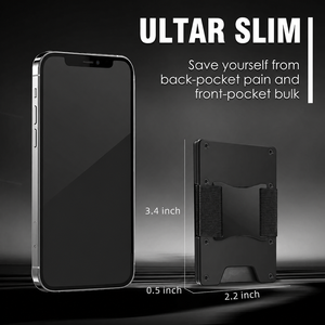 Lightweight Aluminum Business Fashionable Card <b>Holder</b> Slim Front Pocket Wallet for Men with Cash Strap RFID Blocking - Product Image 2