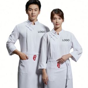 Coat for Restaurant Staff Long Sleeve Kitchen Work <b>Jacket</b> Women <b>Chef</b> Uniform With Logo - Product Image 1