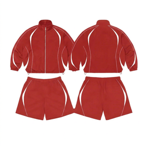 Tracksuit 2 Piece Zipper Jacket an <b>Shorts</b> Sporty Style Waterproof Digital Printing Oversized Adult Regular Fit Spring Wear - Product Image 4