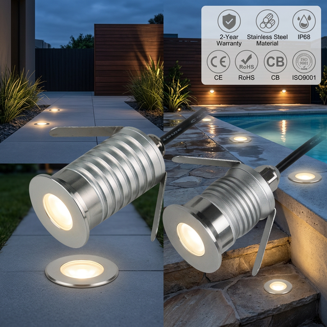 Outdoor IP67/68 Waterproof Mini LED Underground Light Stainless Steel 1W/3W/12V RGB for Brick Deck & Garden Burial for Landscape