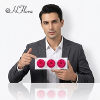HFlora Fleurs - Roses éternelles naturelles au toucher réel DIY, OEM, Fête des Mères, Fête des Pères, Noël, Têtes de roses préservées de 6-7 cm