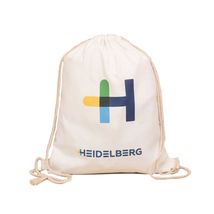 Custom logo Eco-friendly Organic Cotton Draw String Gift Bag Canvas Laundry Basket Promotional Drawstring Backpack