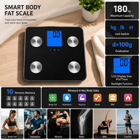 Balance de salle de bain numérique pour le poids corporel, 180 kg, en verre trempé, balance électronique avec écran LCD inversé