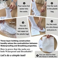 Chaussettes blanches pour jeunes 100% nylon + élasthanne imperméables, respirantes à 3 couches, pour la randonnée, le trekking, la course à pied, les sports de plein air, le cyclisme