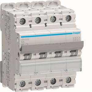 NRN416 Personalizzabile con Interruttore Automatico Miniaturizzato Hager 25kA 4P curva C 16A 4M - Product Image 1