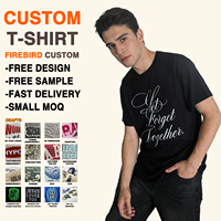 T-shirts à manches courtes en coton doux de 220 grammes, style décontracté, col rond, impression graphique DTF personnalisée