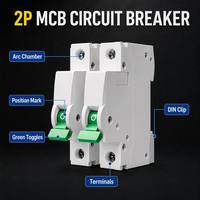Interruptor Automático Miniatura Wanbo-406 2P MCB 400V C63 con Protección Contra Sobrecarga y Cortocircuito de Disparo Rápido para Tablero de Distribución
