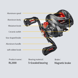 RL2000 металлическая Магнитная Тормозная катушка 5 + 1BB, правая ручная прядильная техника 7,3: 1 скоростной коэффициент Максимальная сила 10 кг - Product Image 2