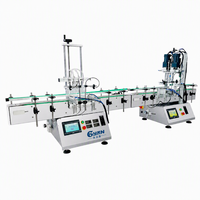 Ligne de production de machines de remplissage, de bouchage et d'étiquetage automatiques de bureau à quatre têtes pour bouteilles de jus, de parfum et de liquides à base d'huile d'olive