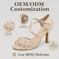 Chaussures de danse latine pour femmes en satin beige avec doublure en coton respirant, nouveau style hiver 2026, chaussures de mariage et de soirée
