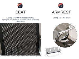 Silla de Espera Metálica Económica para Áreas Públicas, Modelo SJ8888 - Product Image 3