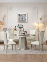 Table à manger ronde en bois massif américain, style champagne, pour villa, 6 et 8 places, avec plateau tournant, table de restaurant européenne de luxe
