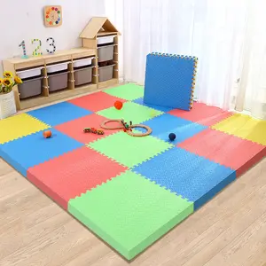 Vente en gros de tapis d'exercice en mousse à emboîtement couleurs unies épais doux enfants eva Puzzle sol en mousse tapis de gymnastique
