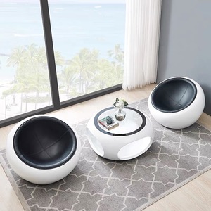 Mesa de centro Japonesa Moderna y elegante para muebles de sala de estar, mesa de centro clásica de cristal redonda blanca - Product Image 4