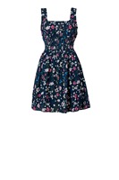 Robe mini évasée à volants en coton tissé 100 % écologique, style bohème chic, à motif floral, pour femme, taille élastique, coupe ajustée, respirante, très demandée