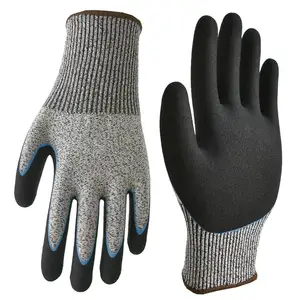 HPPE с нитриловым покрытием порезостойкие защитные рабочие перчатки уровня 5 против порезов перчатки для строительства